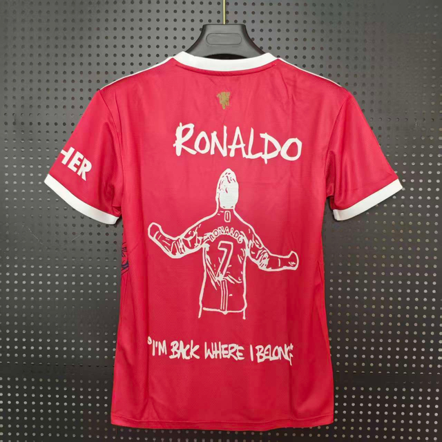 21/22 Manchester United Cristiano Ronaldo Graffiti Limited Jersey - Red with CR7 Quotes & Artwork