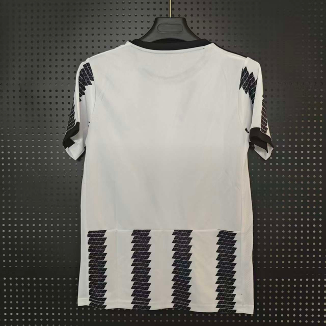 22/23 Juventus Home Jersey - Black-White Stripes with Geometric Pattern & Lightning Detail
