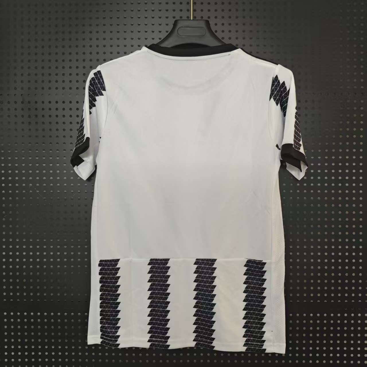 22/23 Juventus Home Jersey - Black-White Stripes with Geometric Pattern & Lightning Detail