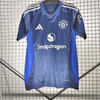24/25 Manchester United Away Jersey - Blue Gradient with Geometric Texture & Polo Collar